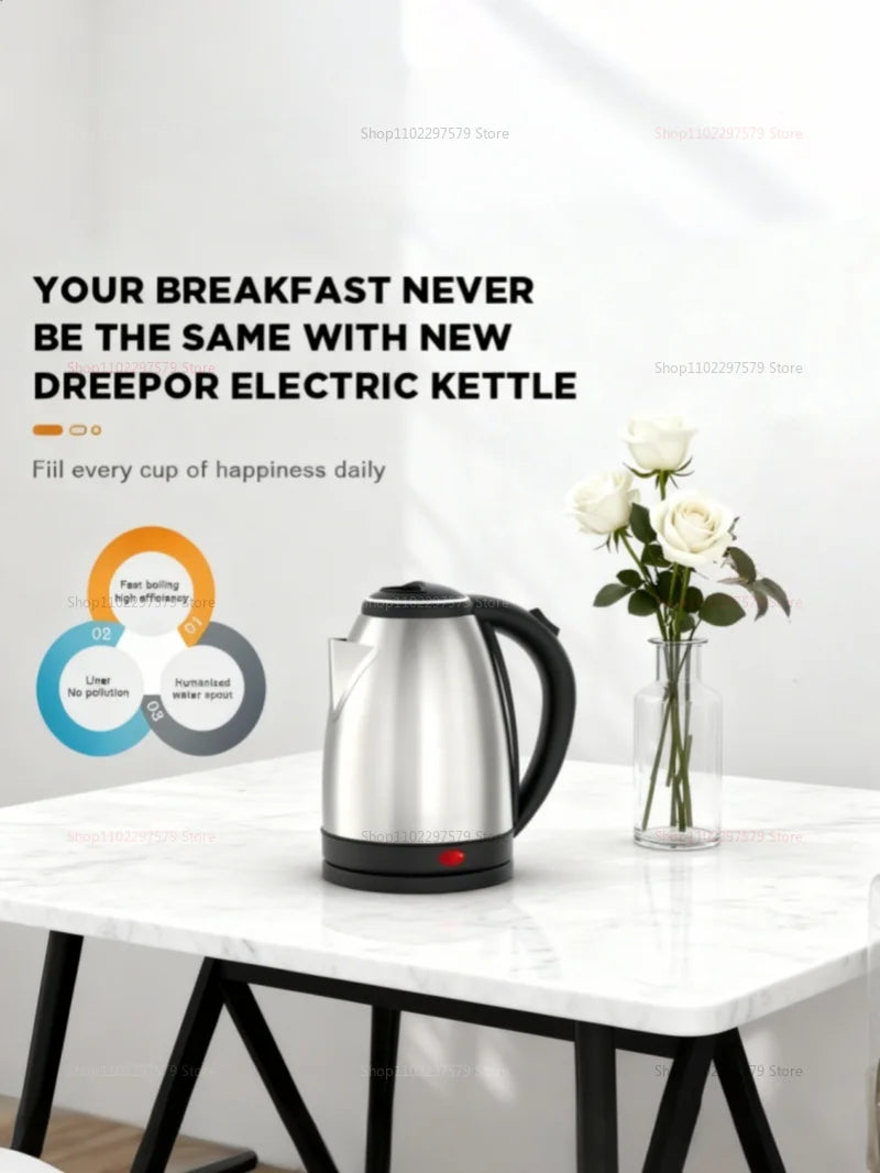 Stainless Steel Electric Kettle Kitchen Appliances Smart Kettle For Hotel Family Trip Kitchen Rust-proof Durable Water Kettle